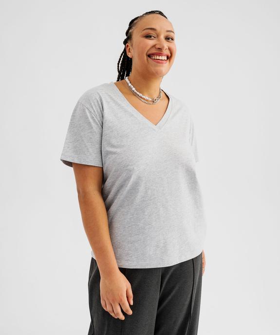 Tee-shirt manches courtes à col V femme grande taille vue1 - GEMO 4G GT - GEMO
