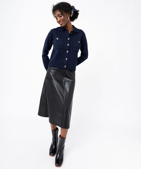Gilet avec col carré et boutons fantaisie femme vue5 - GEMO(FEMME PAP) - GEMO