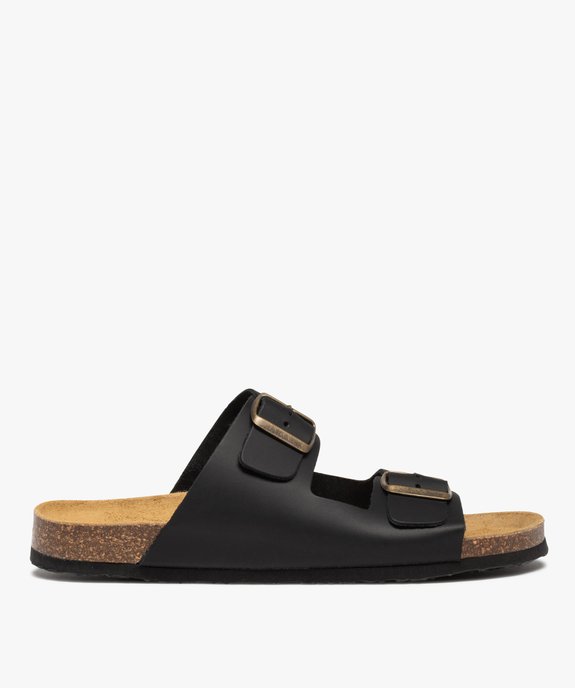 Mules homme à double brides à boucle unies noir vue1 - GEMO 4G HOMME - GEMO