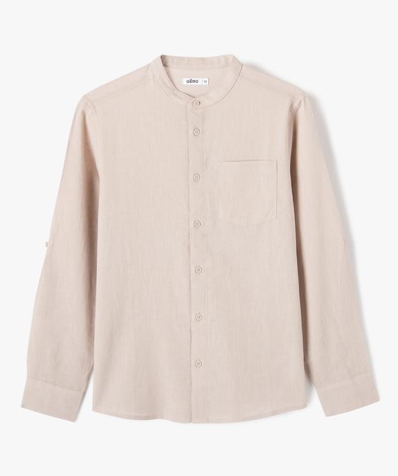 Chemise garçon unie à manches longues et col mao vue1 - GEMO (JUNIOR) - GEMO