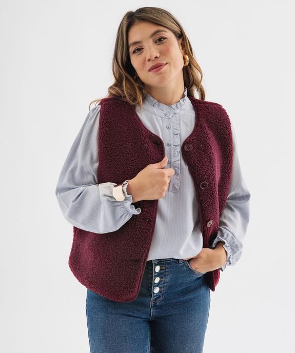 Veste sans manches en sherpa femme vue1 - GEMO 4G FEMME - GEMO
