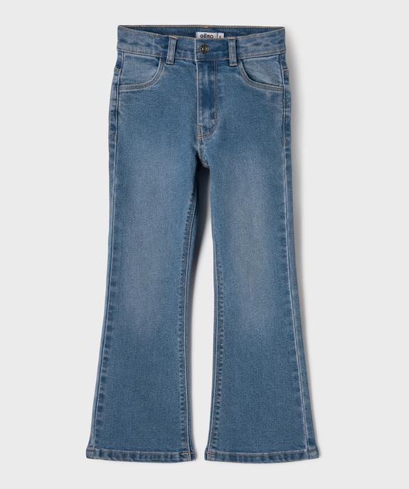 Jean flare à taille haute réglable en denim extensible fille vue1 - GEMO (ENFANT) - GEMO