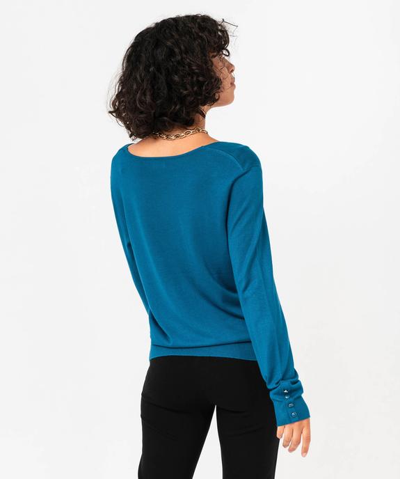Pull en maille fine à col V et boutons fantaisie femme vue3 - GEMO 4G FEMME - GEMO