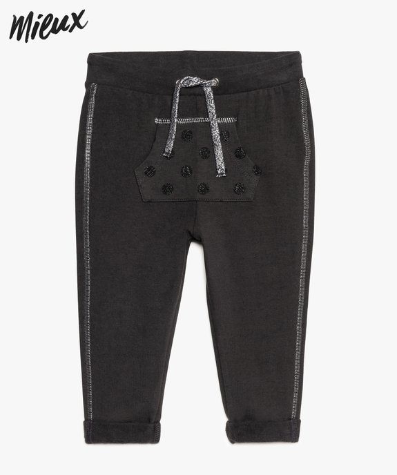Jogging bébé fille à revers et poche kangourou en coton bio vue1 - GEMO 4G BEBE - GEMO