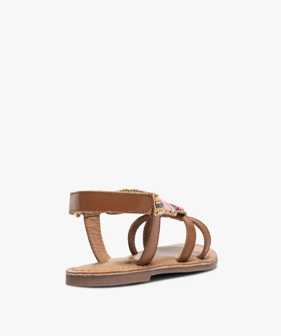 Sandales fille ornées de perles et fermeture scratch vue4 - GEMO (ENFANT) - GEMO