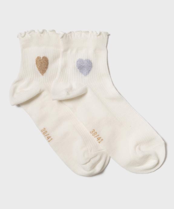 Chaussettes tige courte côtelée à finition roulotté femme (lot de 2) vue1 - GEMO(HOMWR FEM) - GEMO