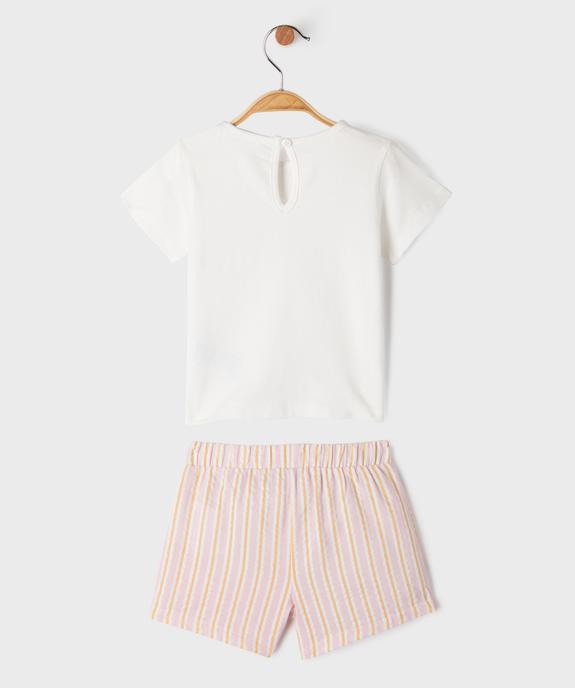 Ensemble 2 pièces tee-shirt + short bébé fille vue3 - GEMO(BEBE DEBT) - GEMO