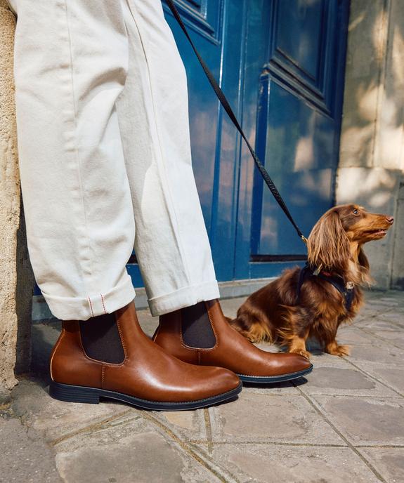 Boots homme Chelsea bout amande dessus lisse vue1 - MARIO BALDANO - GEMO