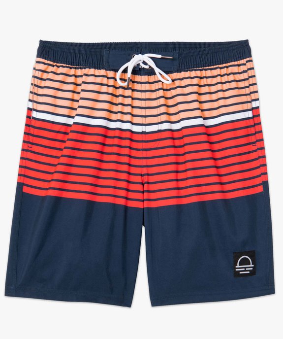 Short de bain homme à rayures vue4 - GEMO (PLAGE) - GEMO