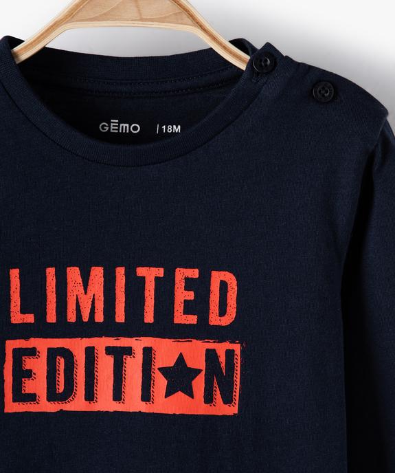 Tee-shirt bébé garçon à manches longues avec message vue2 - GEMO 4G BEBE - GEMO