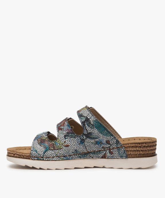 Sandales confort femme mules à talon compensé colorées vue3 - GEMO (CONFORT) - GEMO