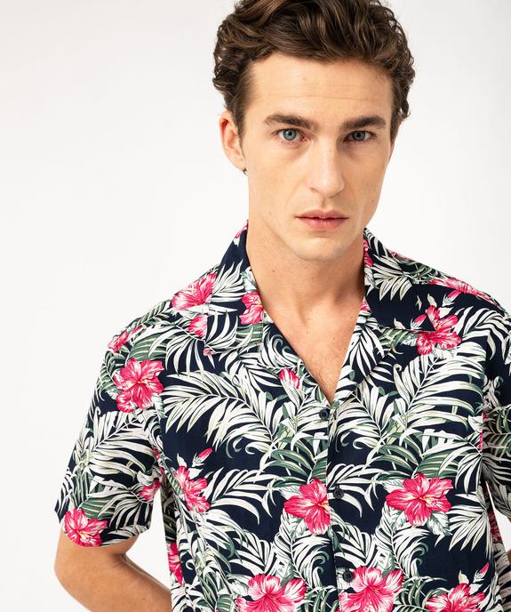 Chemise manches courtes imprimé tropical homme vue2 - GEMO (HOMME) - GEMO