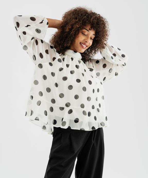 Blouse à pois en voile avec lien dans le dos femme - GEMO(FEMME PAP) Blouse à pois en voile avec lien dans le dos femme vue4 - GEMO(FEMME PAP) - GEMO