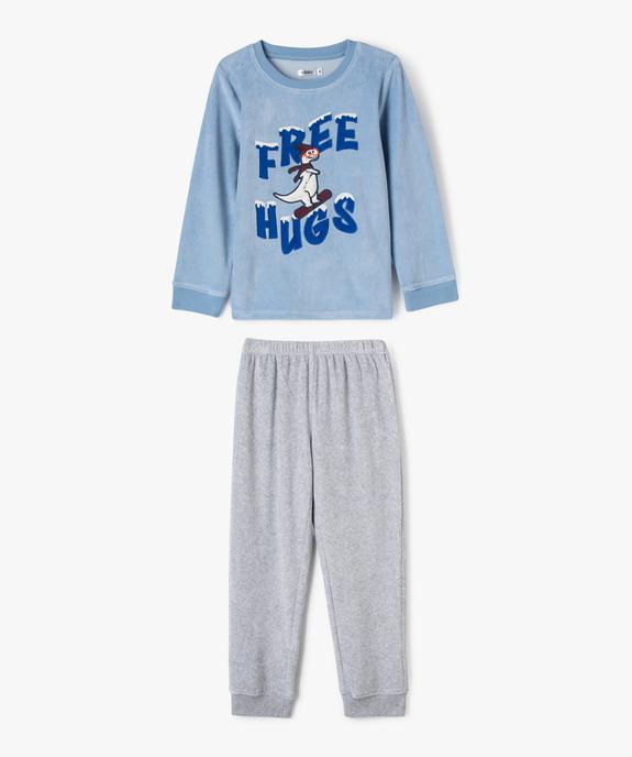 Pyjama en velours bicolore imprimé fantaisie garçon  vue1 - GEMO (ENFANT) - GEMO