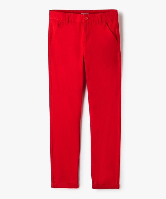 Pantalon chino en coton à revers garçon vue1 - GEMO 4G GARCON - GEMO