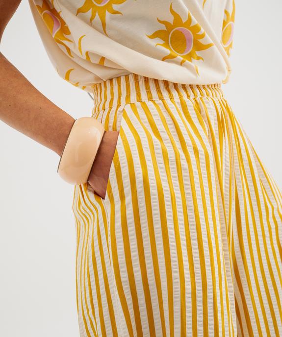 Pantacourt ample à rayures avec taille élastique femme vue2 - GEMO(FEMME PAP) - GEMO