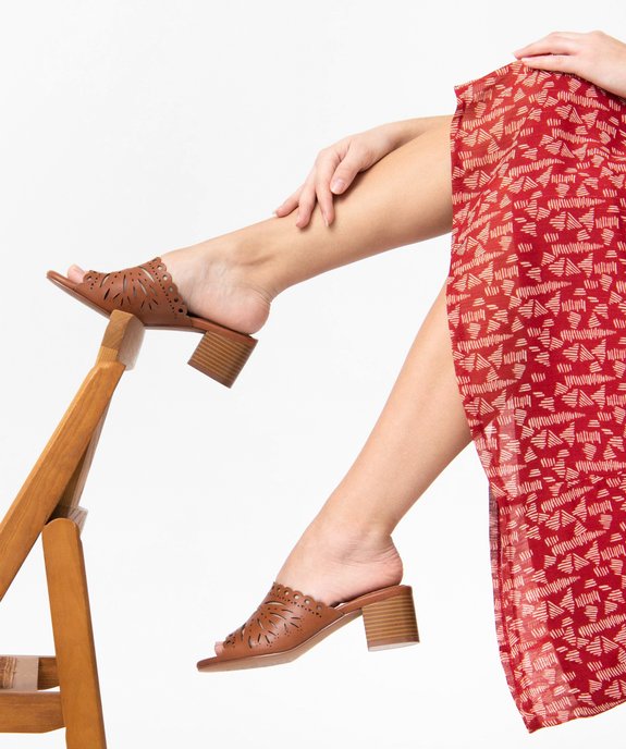 Mules femme à talon dessus large bride ajourée vue1 - GEMO(URBAIN) - GEMO