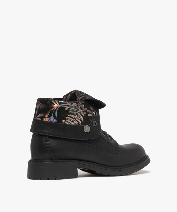 Boots femme biker à col et languette rabattable à motifs pailletés vue5 - VALENTINA BALDA - GEMO