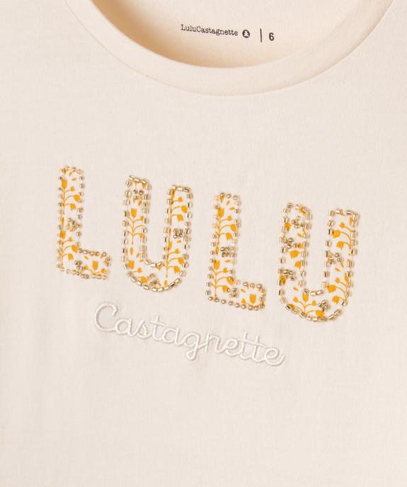 Tee-shirt à manches courtes froncées avec motif fille - LuluCastagnette vue2 - LULU CASTAGNETTE GEMO FOR GOOD - GEMO