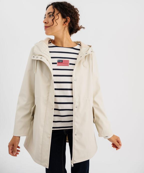 Imperméable déperlant à capuche rayée femme - LuluCastagnette vue3 - LULUCASTAGNETTE - GEMO