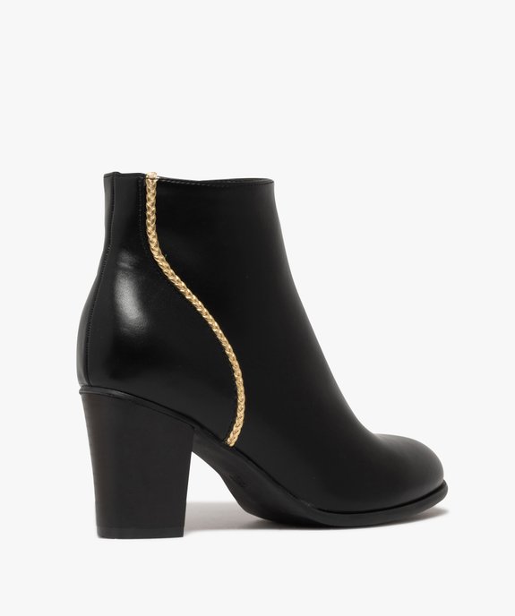 Boots femme à talon et zip avec liseré tressé et doré vue5 - GEMO(URBAIN) - GEMO