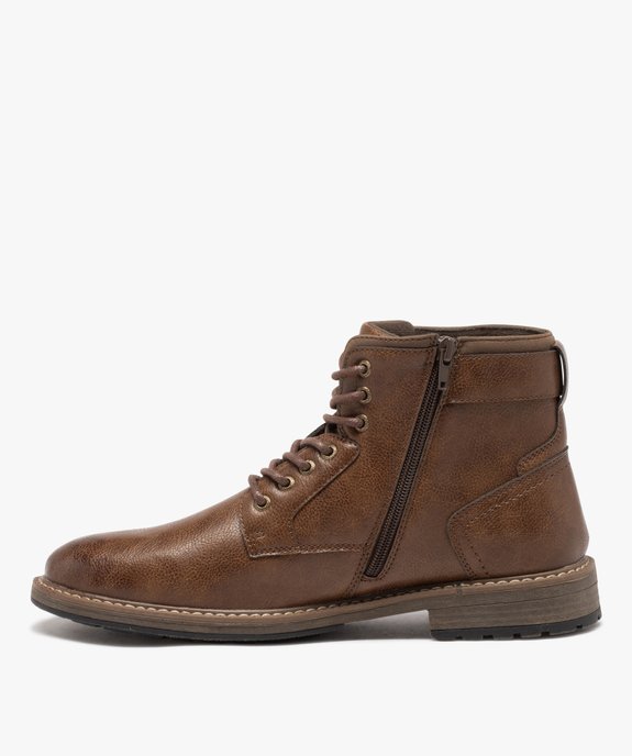 Boots homme unies dessus grainé avec boucle fantaisie et à zip vue3 - GEMO (CASUAL) - GEMO