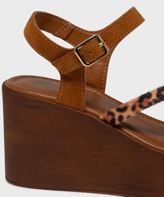 Sandales plateformes à fines brides en cuir suédé femme - Tanéo vue6 - TANEO - GEMO