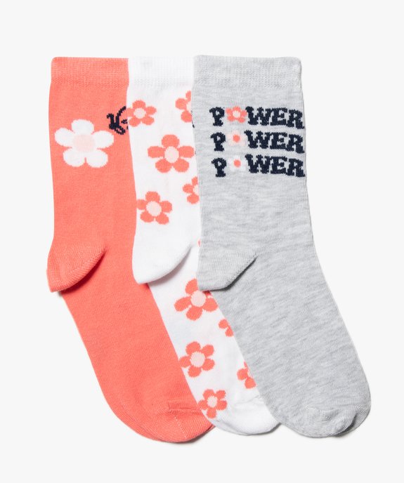 Chaussettes fille tige haute motif fleurs (lot de 3) vue1 - GEMO (ENFANT) - GEMO