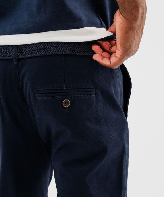 Pantalon chino en coton stretch avec ceinture tressée homme vue3 - GEMO 4G HOMME - GEMO