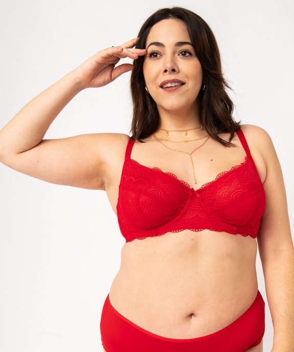 Soutien-gorge emboitant à armatures en dentelle grande taille vue1 - GEMO(HOMWR FEM) - GEMO