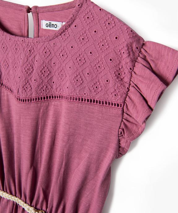 Robe fille en maille avec buste brodé et manches à volants vue2 - GEMO 4G FILLE - GEMO