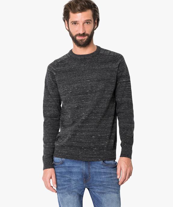 Pull homme en coton fin avec finitions bord-côte  vue1 - GEMO (HOMME) - GEMO