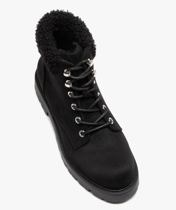 Boots femme unies en suédine à col fourré vue5 - GEMO (CASUAL) - GEMO
