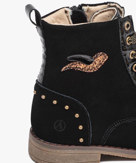 Boots fille unies en cuir suédé à lacets et à zip - Alma Planète vue6 - ALMA - GEMO