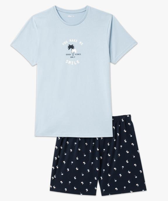 Pyjashort en coton motif palmiers homme vue4 - GEMO 4G HOMME - GEMO