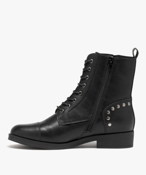 Boots femme unies style rock fermeture lacets et zip vue4 - GEMO (CASUAL) - GEMO