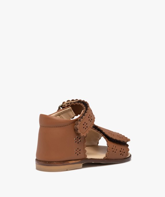 Sandales bébé fille en cuir à brides scratch ajourées – NA! vue4 - NA! - GEMO