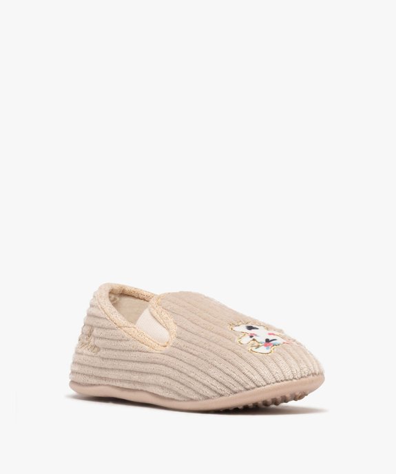 Chaussons pantoufles en velours côtelé fille - LuluCastagnette vue2 - LULU CASTAGNETT - GEMO