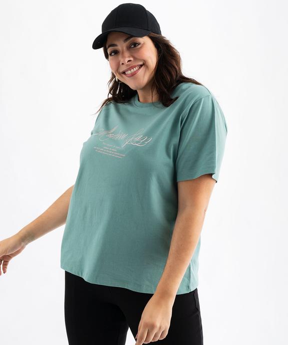 Tee-shirt manches courtes en coton imprimé femme grande taille vue2 - GEMO (G TAILLE) - GEMO