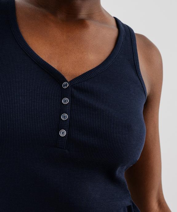 Débardeur en maille côtelée avec col V boutonné femme vue2 - GEMO 4G FEMME - GEMO