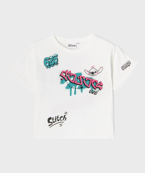Tee-shirt manches courtes coupe loose imprimé devant et dos fille - Stitch vue1 - LILO & STITCH - GEMO