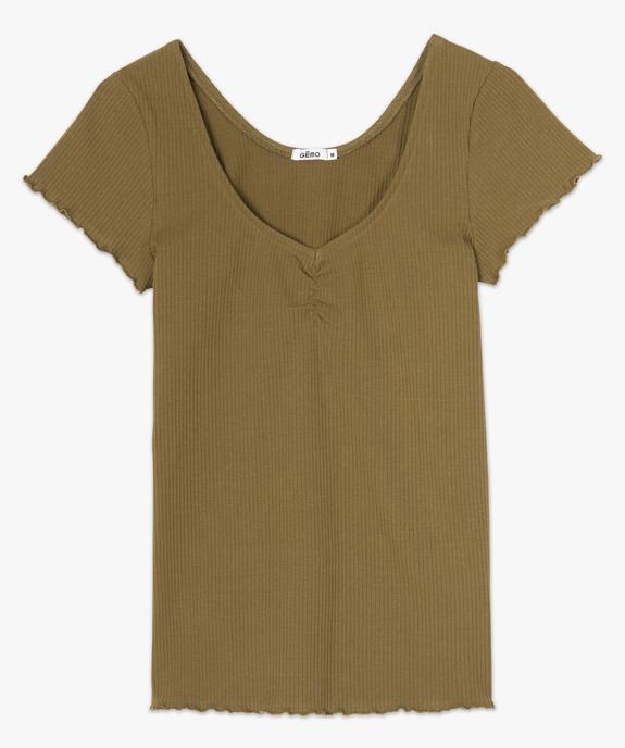 Tee-shirt femme en maille côtelée avec manches ultra courtes vue4 - GEMO(FEMME PAP) - GEMO