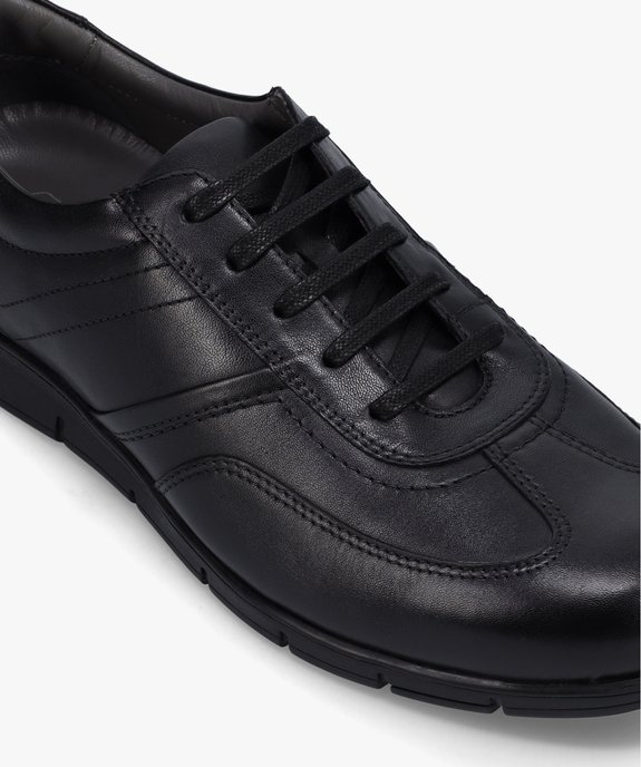 Baskets homme unies dessus cuir fermeture lacets  vue6 - GEMO (CONFORT) - GEMO