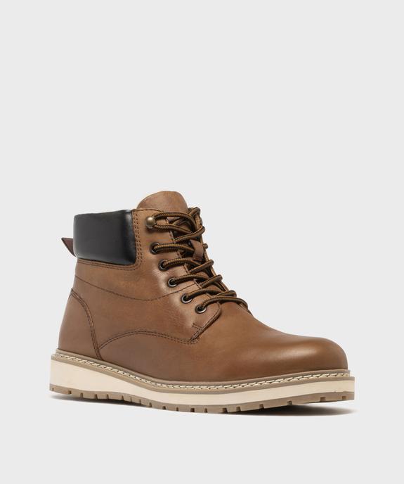 Boots dessus cuir avec doublure chaude homme - Tanéo vue2 - TANEO - GEMO