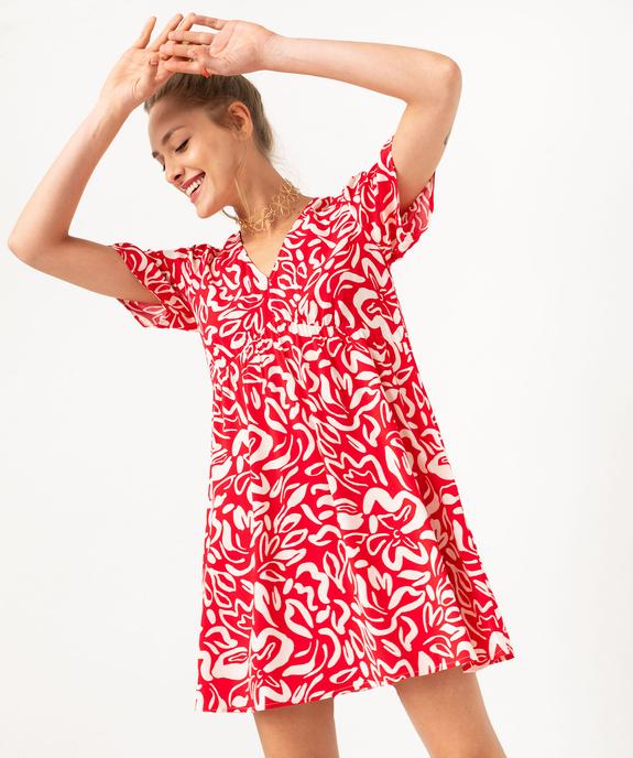 Robe fluide à manches courtes et col V femme vue1 - GEMO(FEMME PAP) - GEMO