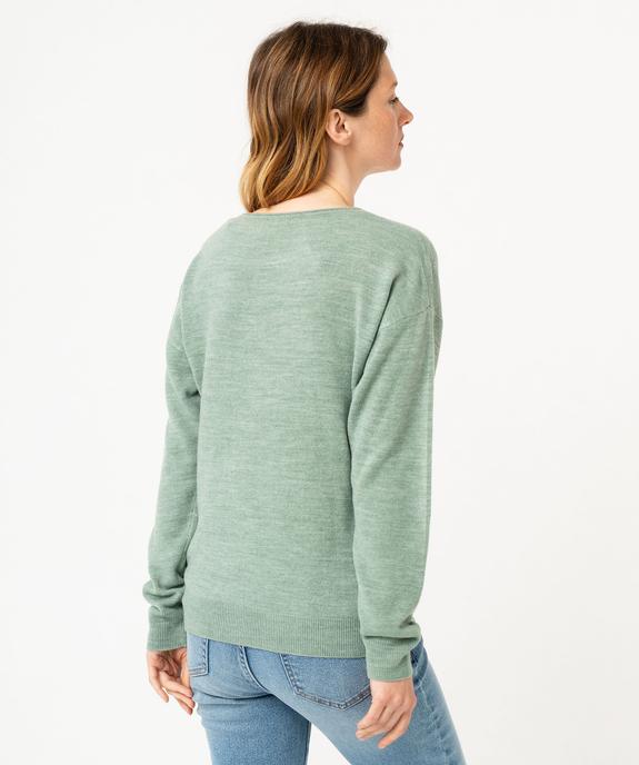 Pull fin à col rond finitions roulottée femme vue3 - GEMO(FEMME PAP) - GEMO