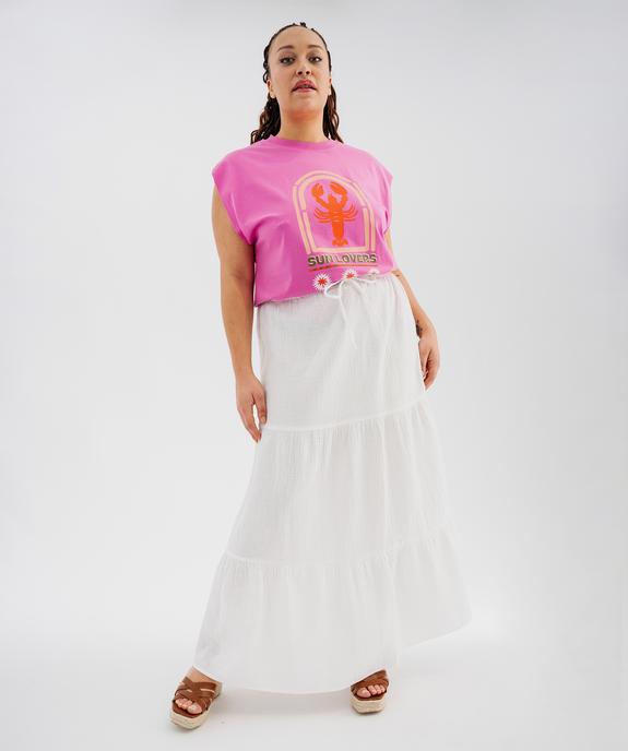 Jupe longue et ample en gaze de coton femme grande taille vue4 - GEMO (G TAILLE) - GEMO