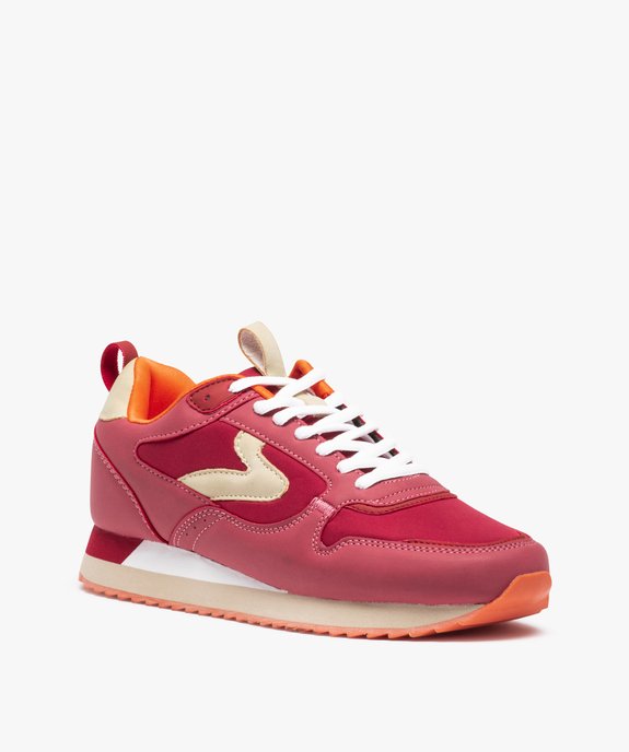 Baskets femme retro-running colorées à lacets vue2 - GEMO (SPORTSWR) - GEMO