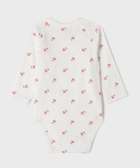 Bodies manches longues fermeture devant bébé fille (lot de 3) vue3 - GEMO 4G BEBE - GEMO