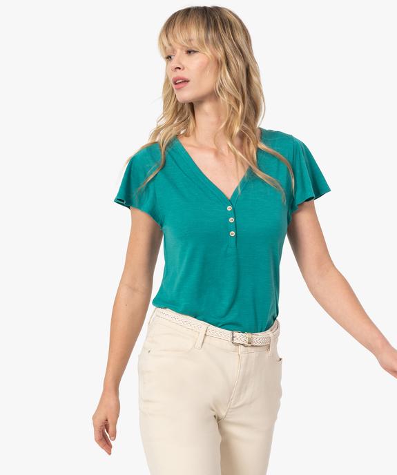 Tee-shirt femme manches courtes effet volant vue1 - GEMO(FEMME PAP) - GEMO